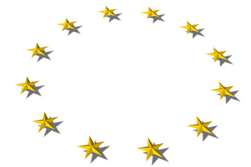 Png  Trasparente. Cerchio di stelle gialle inclinate con vista 3D. Riciamano le stelle della bandiera dell'Europa. Unione europea. © massimo_g