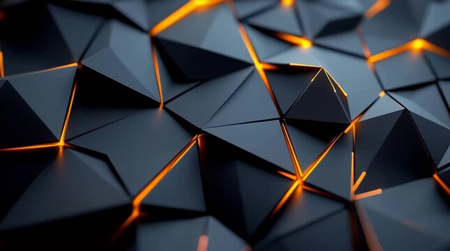 Black Geometric Shapes With Orange Lights.