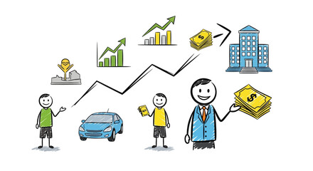 Business growth and financial success with people and money