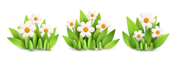 Fototapeta premium Vibrant spring scene featuring flowers set and grass on rolling hills, ideal backdrop for cheerful seasonal cards, nature themes, or floral decorations