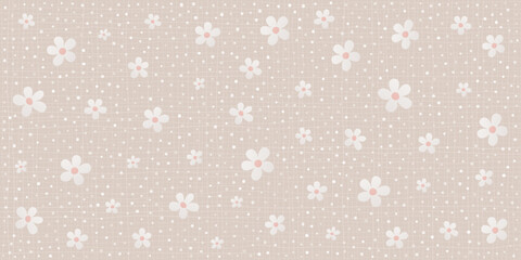 Delicate wildflower meadow design with small blooms on white background. Elegant botanical illustration perfect for baby textiles, vintage wallpaper, or Easter decor