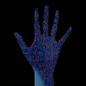 Pixelated Hand A hand composed of digital pixels Emphasizes the
