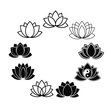 Lotus Flower Symbols in Circular Arrangement