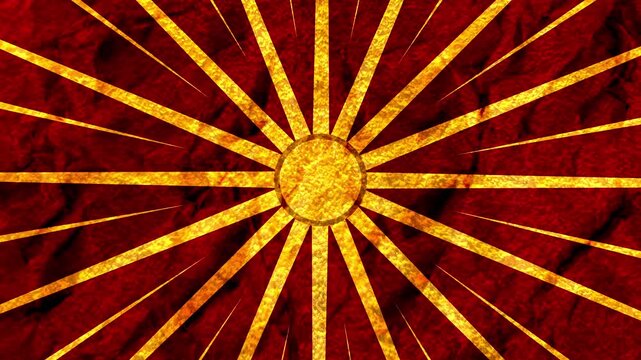 Vintage gold and red sunburst background animation, sunburst grunge texture for bold retro, 4K motion graphics