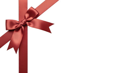 red ribbon bow corner decoration on transparent background
