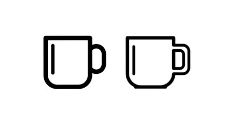 Outline icons of two similar coffee mugs on a white background