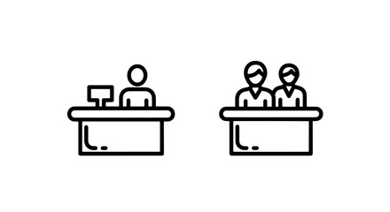 Reception Desk Icons: Customer Service, Information, Welcome, Business