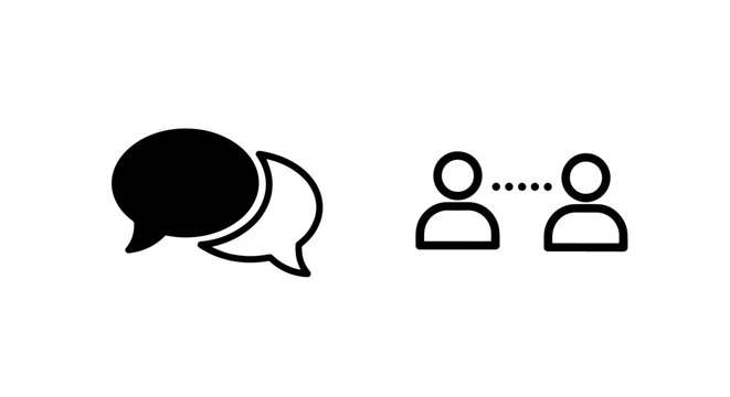Communication icons: speech bubbles and people connecting, message, dialogue, network
