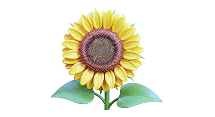 3D Render of a Vibrant Sunflower with Green Leaves