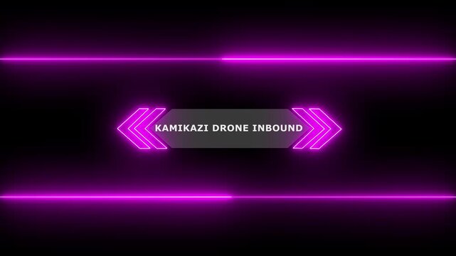 Hud Callout Lines Frame For Stream Graphics Package Kamikazi Drone Inbound. HUD elements on black background. Futuristic callout titles. Virtual sci fi textbox for HUD. 4k video