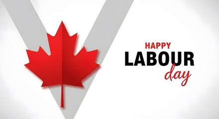 Obraz premium Happy labour day canada celebrating workers with a maple leaf background