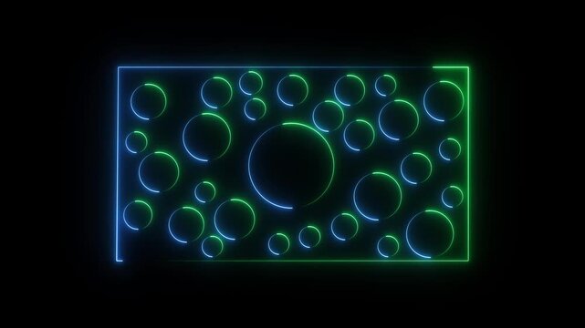 Glowing neon blue color circle frame with neon eclipse circle frame background icon animation circular loading rotation smooth footage game party effect round on black background. 4k motion vedeo..