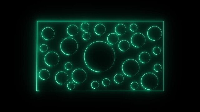 Glowing neon blue color circle frame with neon eclipse circle frame background icon animation circular loading rotation smooth footage game party effect round on black background. 4k motion vedeo..
