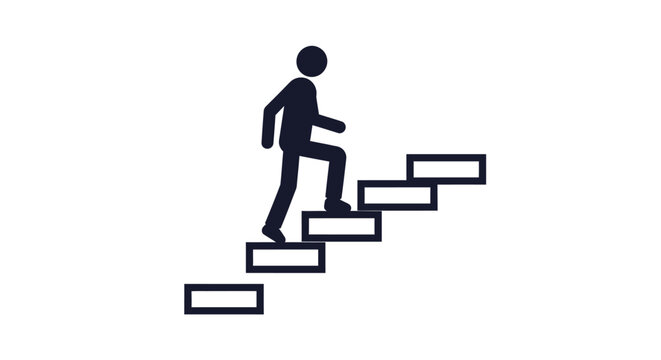 Man Climbing Stairs Silhouette Icon