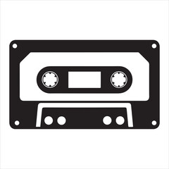 Obraz premium Cassette Tape Silhouette Vector Illustration