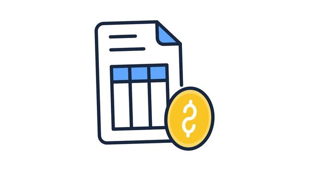 Invoice animated icon symbolizing shopping receipts, bills, and online payment records