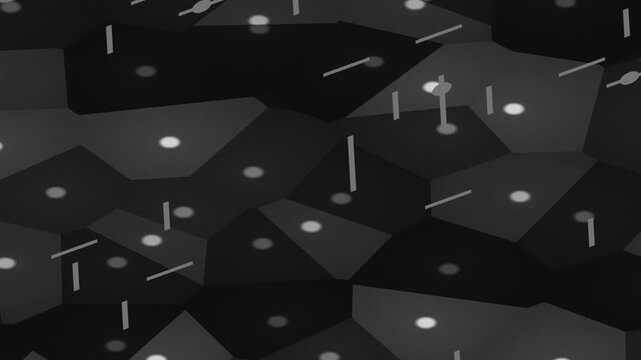 Abstract geometric shapes with dots and lines in motion.