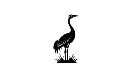 Fototapeta premium Black and White Crane Standing Illustration.