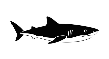 Obraz premium Black Silhouette of a Shark Swimming.