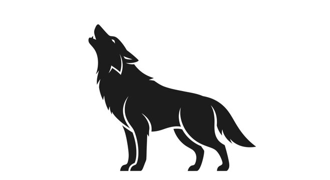 Black Silhouette of a Howling Wolf.