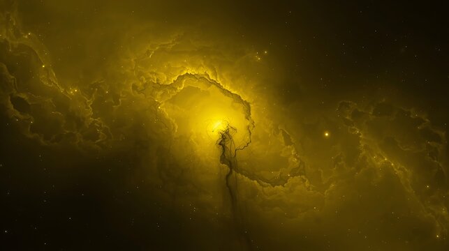Ultra Detailed Yellow Emission Nebula With Subtle Cosmic Gradients
