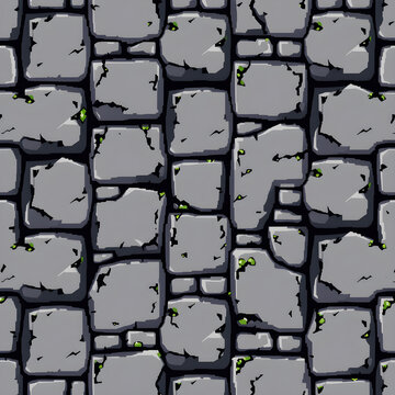 Seamless pixel art retro 8-bit dungeon wall pattern