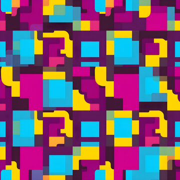Seamless pixel art retro arcade carpet pattern