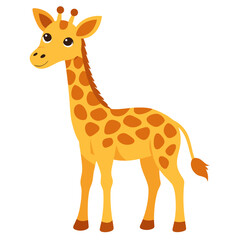Cartoon cute baby african giraffe, side view. Suitable for children's books, sticker, mascot, logo,icon. Isolated сolorful vector illustration safari animal on white background
