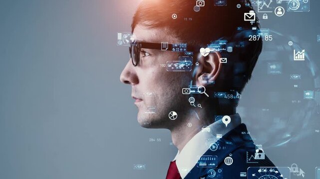 Male business person and digital technology concept