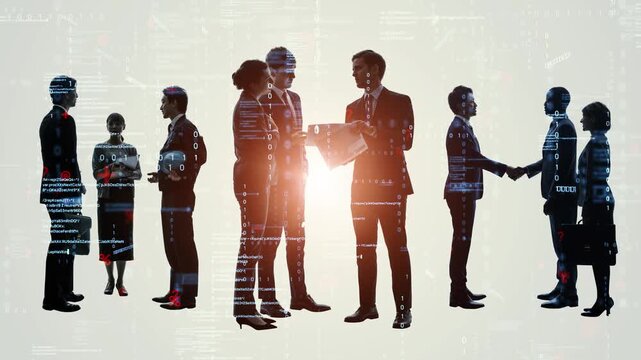 Group of multinational business people and digital technology concept