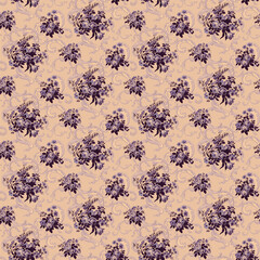 seamless pattern with blue flowers