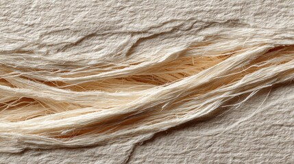 Close view of natural fibers in handmade paper from an artisan workshop in the afternoon