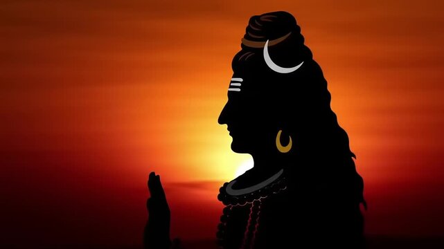 Silhouette of Lord Shiva at sunset.