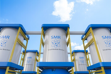 Group of smr or small modular nuclear reactors power plant