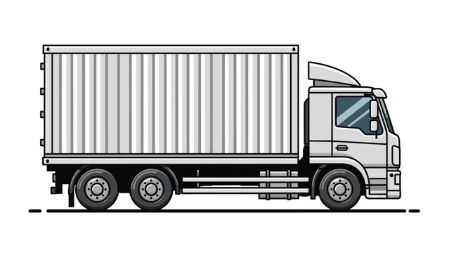 Side view illustration of a large white commercial semi trailer truck isolated on a white background for logistics and transport industry.