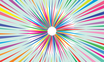multicolor rainbow impact swirl rays petal spikes creative eye recolorable background vector design element