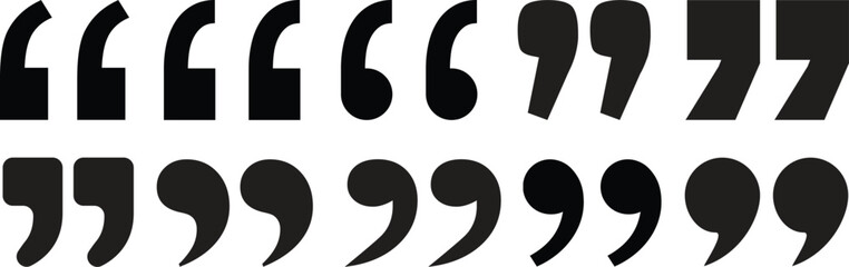 Naklejka premium Set of quote mark. Quotes icon vector set. Quotemarks outline, speech marks, inverted commas or talking marks collection. Talk bubble speech icon. Black quotes icon. Vector illustration