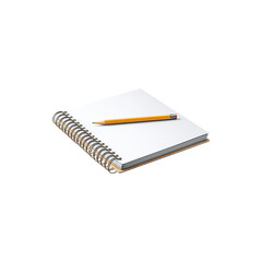Spiral notebook with blank white pages and yellow pencil minimal stationery concept isolated on black background isolated