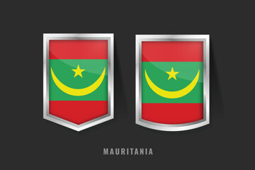 Obraz premium Vector Illustration of MAURITANIA Label Logo. MAURITANIA Badge Sign MAURITANIA With Flag, Mauritanian Product Label Banners Template.