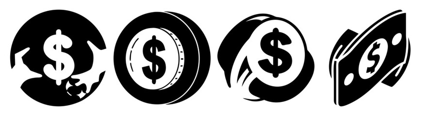 Obraz premium 3D dollar yen euro currency symbols growing money wealth finance success business investment concept black background