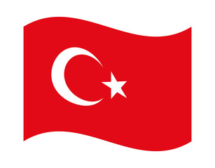Turkey waving flag icon with white crescent and star on red background