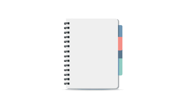 Minimalist spiral bound notepad with colorful tabs on white background