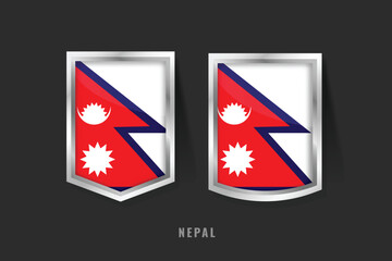 Obraz premium Vector Illustration of NEPAL Label Logo. NEPAL Badge Sign NEPAL With Flag, Nepalese Product Label Banners Template.