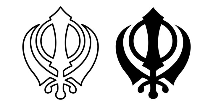 Vector illustration of khanda sikh symbol set on transparent background