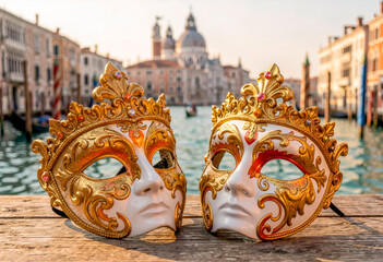 Maschera veneziana tradizionale al Carnevale di Venezia