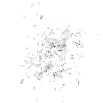 Shattered glass debris isolated transparent background photo realistic 3d rendering PNG 16 bit with alpha channel
