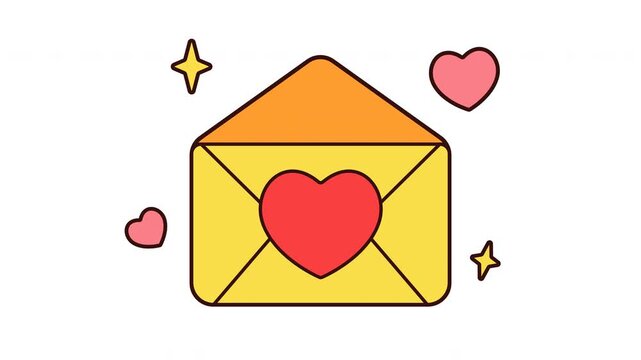 Love letter with hearts and stars around it.