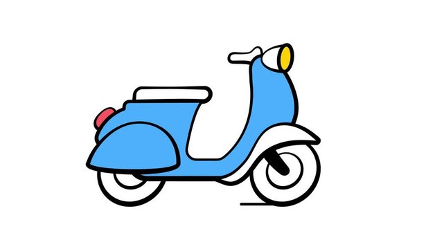 Scooter animated icon in hand drawn style, symbolizing urban mobility and travel,