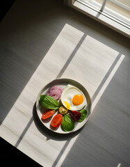 Light vegetable lunch flat lay