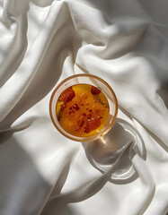Healthy dessert in glass flat lay